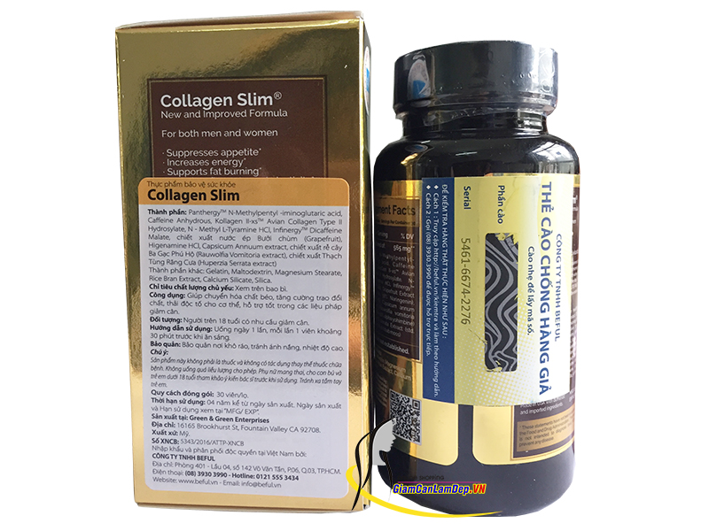 Collagen Slim USA -  Viên uống giảm cân Kỳ Duyên 30 Viên Hàng Công Ty Dành Cho Người Thừa Cân Béo Phì