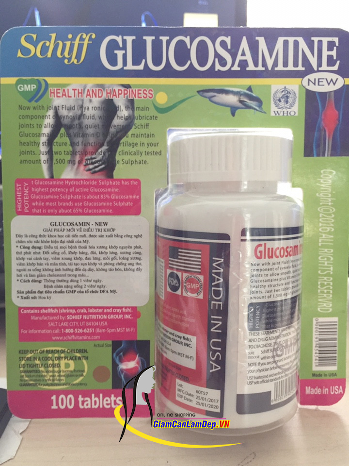 Glucosamine Schiff  1500mg Viên Uống Điều Trị Xương Khớp 100 viên