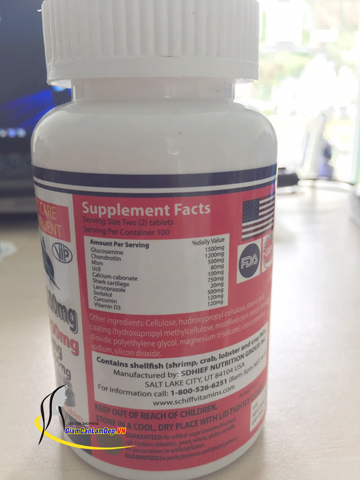 Glucosamine Schiff  1500mg Viên Uống Điều Trị Xương Khớp 100 viên