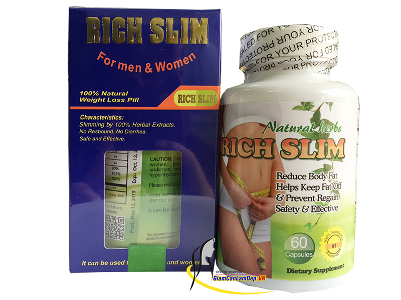 RICH SLIM USA - Viên Uống Giảm cân Rich Slim 60 viên của Mỹ tốt cho người siêu mập
