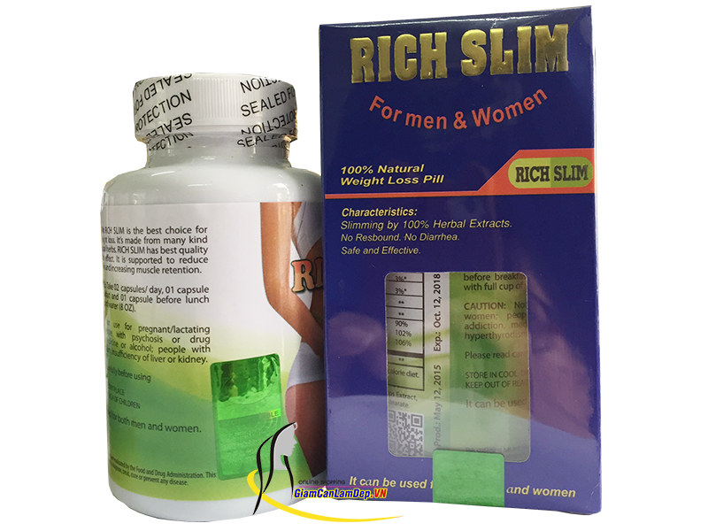 RICH SLIM USA - Viên Uống Giảm cân Rich Slim 60 viên của Mỹ tốt cho người siêu mập