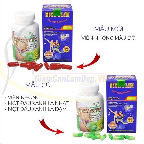 RICH SLIM USA - Viên Uống Giảm cân Rich Slim 60 viên của Mỹ tốt cho người siêu mập