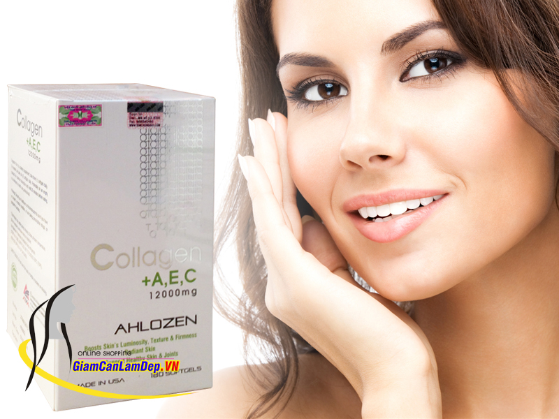 Viên uống bổ sung Collagen +AEC 12000mg Ahlozen 180 viên nhập khẩu chính hãng từ Mỹ