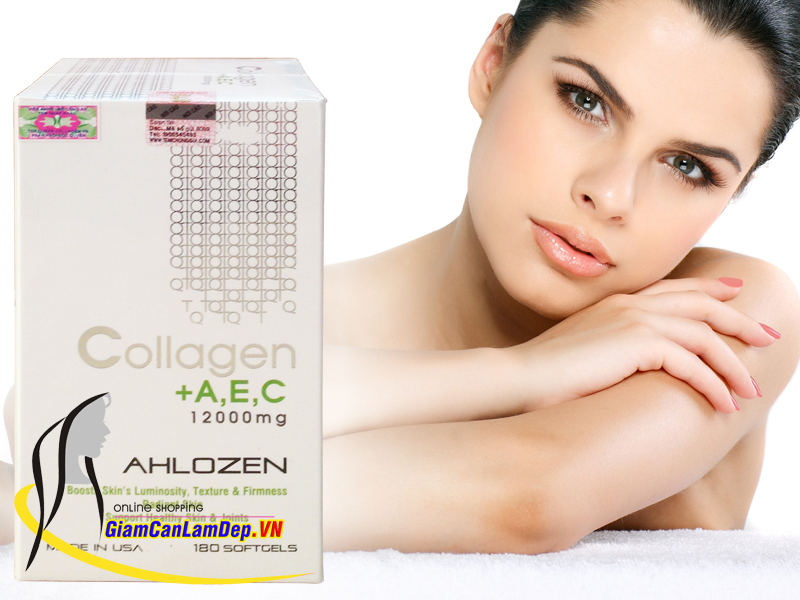 Viên uống bổ sung Collagen +AEC 12000mg Ahlozen 180 viên nhập khẩu chính hãng từ Mỹ