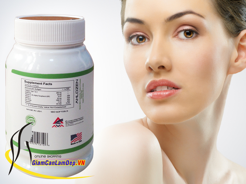 Viên uống bổ sung Collagen +AEC 12000mg Ahlozen 180 viên nhập khẩu chính hãng từ Mỹ