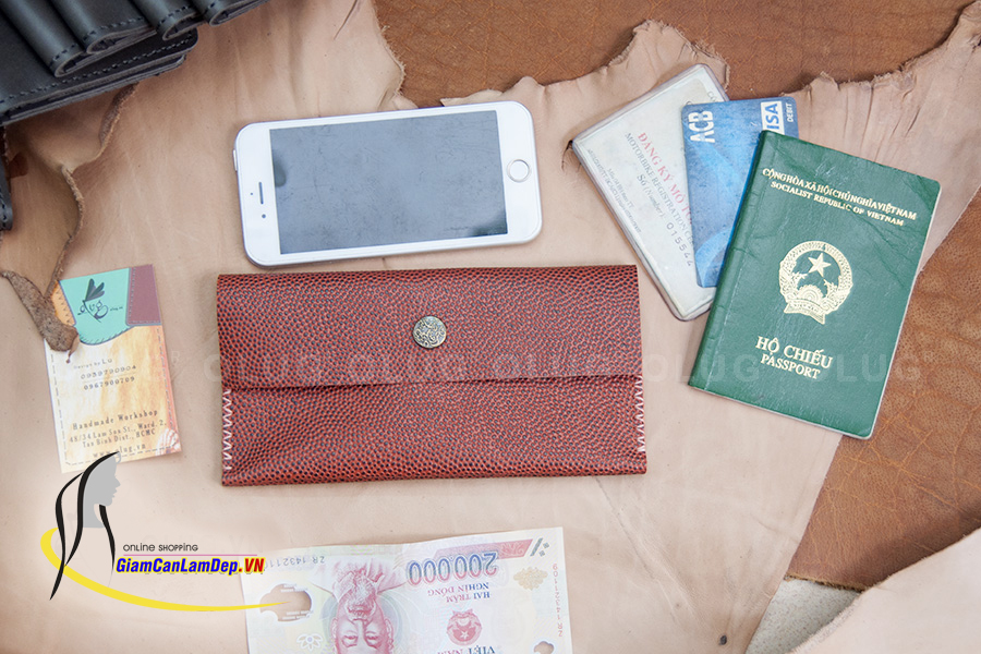 Ví Da Nữ Cầm Tay Handmade Được Gia Công Bởi Olug Việt Nam Mã SP 1013