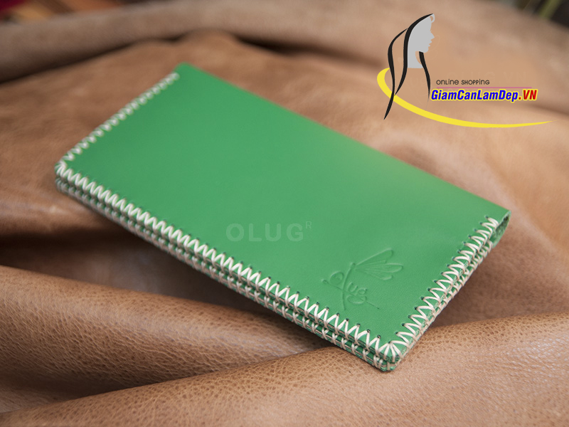 Ví Da Nữ Cầm Tay Handmade Olug Màu Xanh Lá Mã SP 949