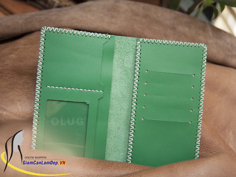 Ví Da Nữ Cầm Tay Handmade Olug Màu Xanh Lá Mã SP 949