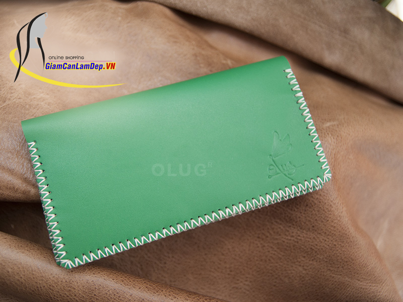 Ví Da Nữ Cầm Tay Handmade Olug Màu Xanh Lá Mã SP 949