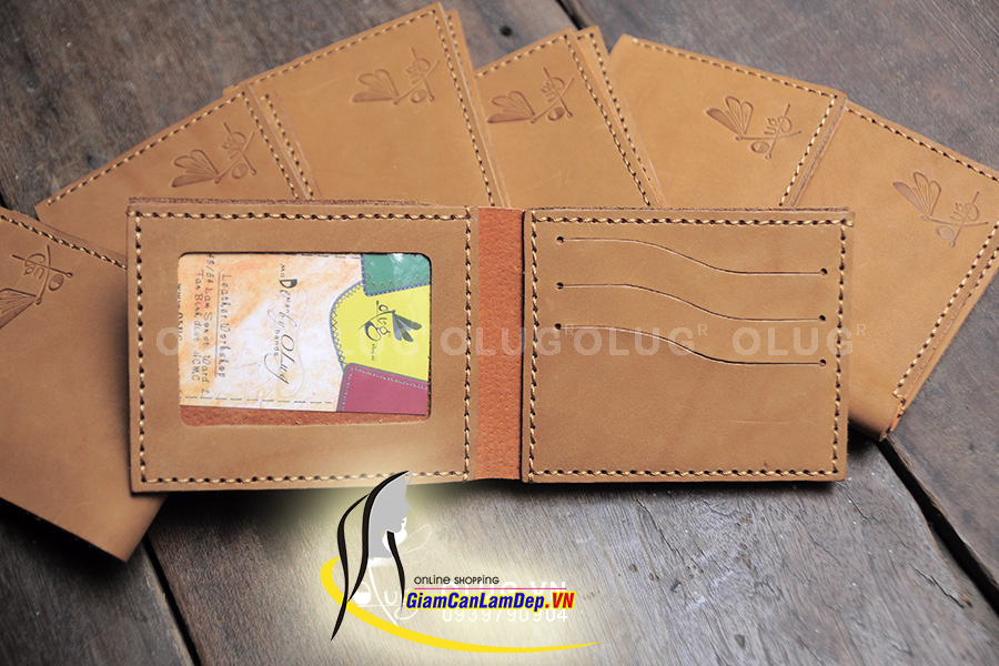 Ví Da Nam Handmade Olug 1068 - Ví Ngang Làm Từ Da Bò Thật