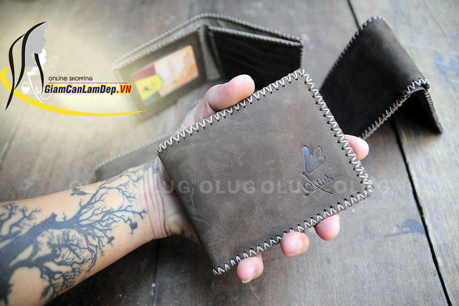 Ví Da Nam Khoá Kéo Kiểu Ngang Handmade Olug 1078