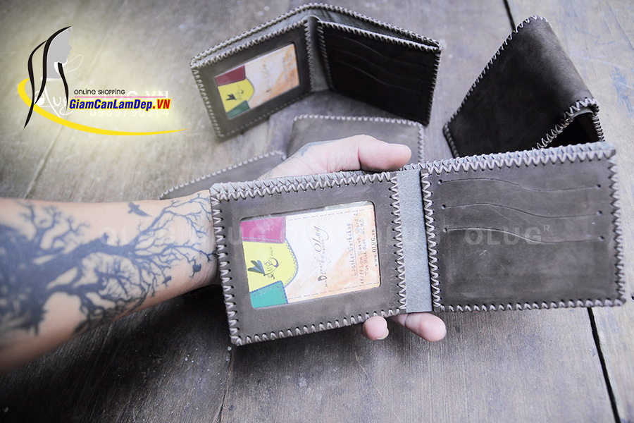 Ví Da Nam Khoá Kéo Kiểu Ngang Handmade Olug 1078