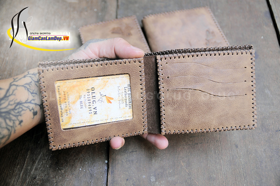 Ví Da Nam Khoá Kéo Kiểu Ngang Handmade Olug 1079